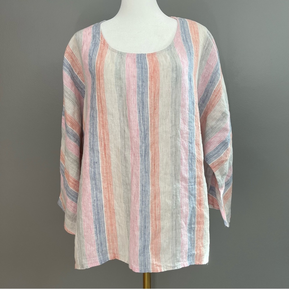 For Cynthia Linen Striped Top Size Large